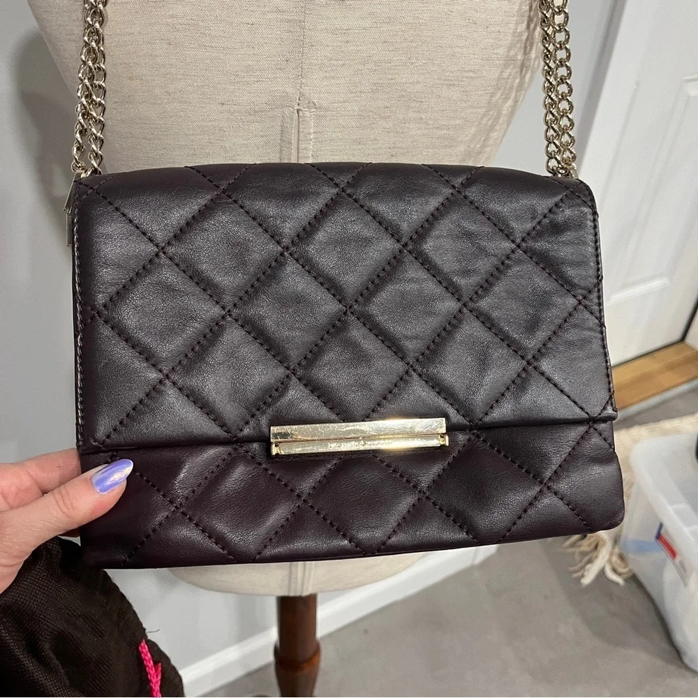 Kate Spade Black Quilted Chain Shoulder Bag Purple‎